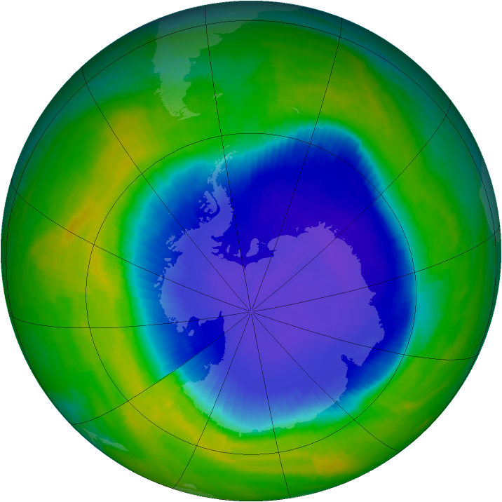 Antarctic ozone map for 10 November 1999
